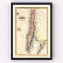 Vintage Map of Chile 1823
