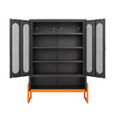 Modern Metal Shoe Cabinet With DoublebSided Doors And Adjustable Partitions