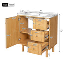 Bathroom Vanity With Sink, 3 Drawers, Soft Close Door - Natural Wood by HouseOfZazla