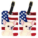 USA American Flag with Chihuahua Luggage Tag
