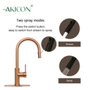 Copper Pull Out Kitchen Faucet with Deck Plate, Single Level Solid Brass Kitchen Sink Faucets with Pull Down Sprayer-AK96416C