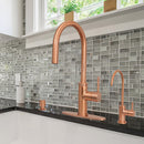 Copper Pull Out Kitchen Faucet with Deck Plate, Single Level Solid Brass Kitchen Sink Faucets with Pull Down Sprayer-AK96416C