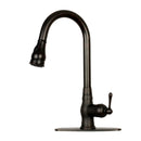 Pull Out Kitchen Faucet with Deck Plate, Single Level Solid Brass Kitchen Sink Faucets with Pull Down Sprayer-AK96418-D-C