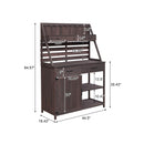 Potting Bench With 5 Drawer Storage And Slatted Back Panel, Garden Workstation - Brown by HouseOfZazla
