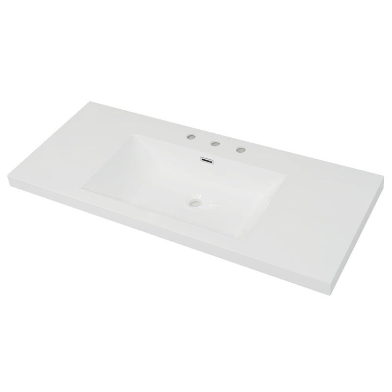 Vanity Top With 3 Faucet Holes, Rectangular Basin For Bathroom - White, photo 3 of 4