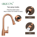 Copper Kitchen Faucet with Soap Dispenser, Single Handle Solid Brass High Arc Pull Down Sprayer Head Kitchen Sink Faucets with Deck Plate