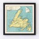 Vintage Map of Newfoundland Canada, 1924