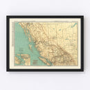 Vintage Map of British Columbia Canada, 1924