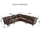 Man cave Sofa Couch for garage, Living Room, L Shaped Reversible Modern Chesterfield Sofa with Rolled Arms and Nailhead, 5 Seat Tufted Couch for Small or Large Space(Dark Brown) PU Leather