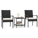 3 Piece Patio Furniture Set with Seat Cushions and Tempered Glass Tabletop by LJGDeals