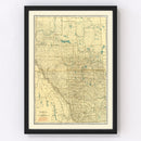 Vintage Map of Alberta Canada, 1924