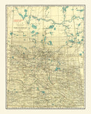 Vintage Map of Saskatchewan Canada, 1924