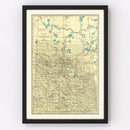 Vintage Map of Saskatchewan Canada, 1924