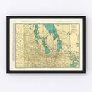 Vintage Map of Manitoba Canada, 1924