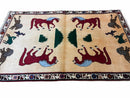 4x6 Rug Handmade Zagros Quality Wool Horses Tribal Hand-Knotted Rug Veggie Dye