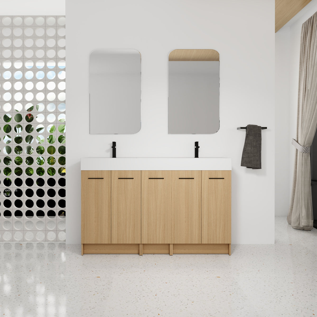 60" Double Sink Bathroom Vanity with Extra-Large Storage, photo 2 of 10
