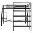 L-Shaped Twin Over Full Bunk Bed And Twin Loft Bed With 4 Built In Shelves - Black by HouseOfZazla