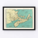 Vintage Map of Nova Scotia, 1924
