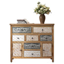 Vintage Wooden Accent Chest with 7 Drawers & 2 Cabinets