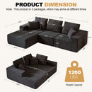 Modular Sectional Sofa With Chaise, L Shaped Cloud Couch With Deep Seat, Sectional Couches For Living Room - Black by HouseOfZazla