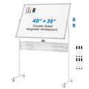 Office Furniture Set: 48 Inches x 36 Inches Mobile Whiteboard+Criss Cross Legged Chair+Linen Upholstered Executive Chair by LJGDeals