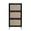 Modern Rattan 3 Door Shoe Rack Cabinet For Entryway by Unique Piece Furniture
