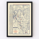 Vintage Map of Nevada 1906
