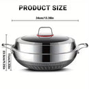 13.4-Inch Stainless Steel Double-Handled Soup Pot and Frying Pan with Lid
