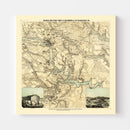 Vintage Map of Richmond & Petersburgh Virginia, 1864