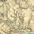 Vintage Map of Richmond & Petersburgh Virginia, 1864
