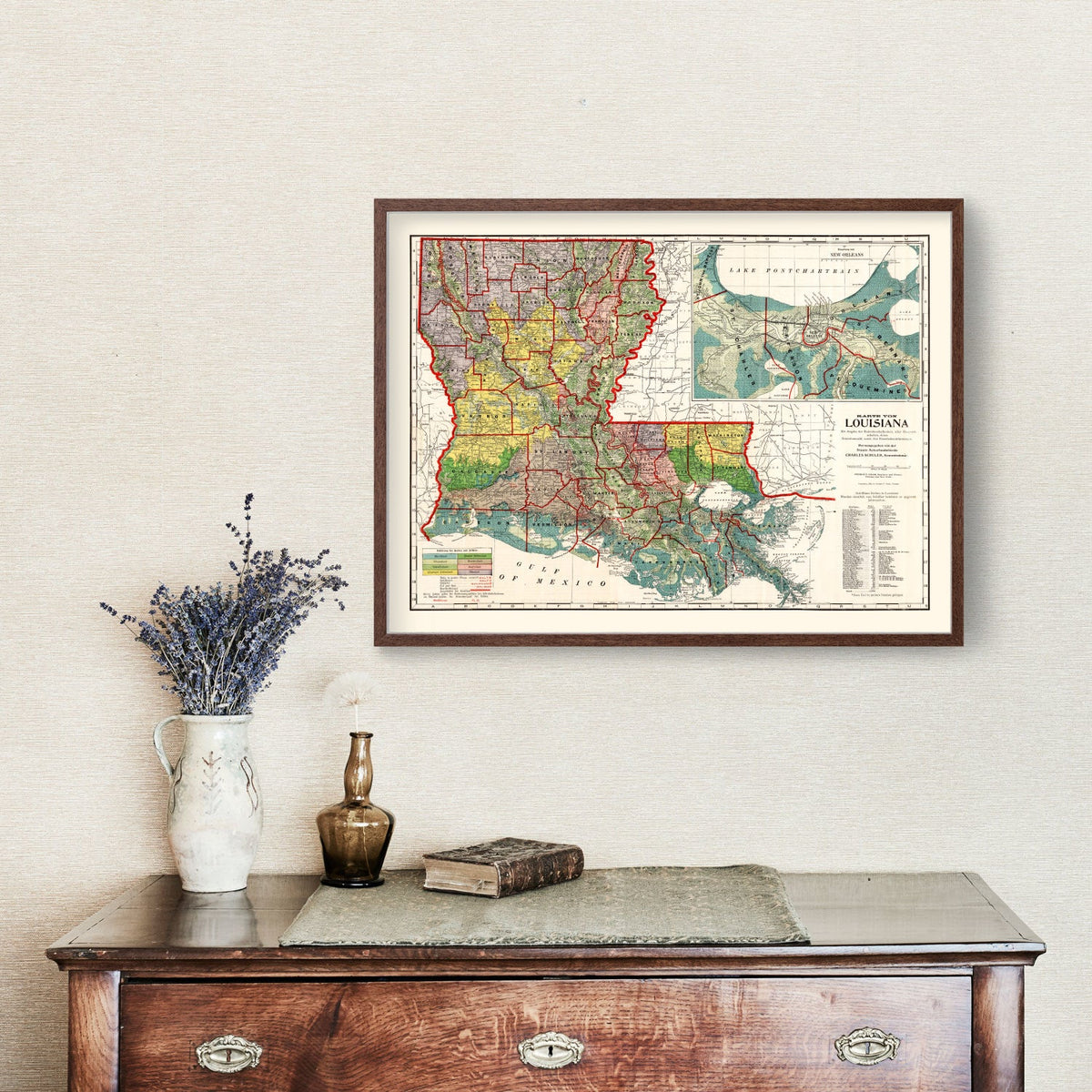 Vintage Map of Louisiana 1908, photo 3 of 5