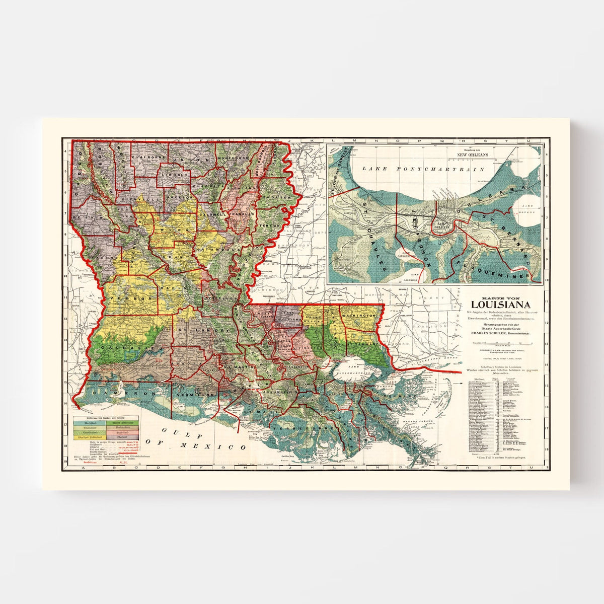 Vintage Map of Louisiana 1908, photo 4 of 5