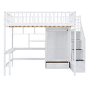 Loft Bed With Bookshelf, Drawers, Desk, And Wardrobe
