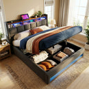 Upholstered Platform Bed With A Hydraulic Storage System, LED And USB Charging (Without Mattress) by Unique Piece Furniture