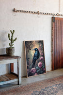 Midnight Raven: Gothic Floral Canvas Wall Art