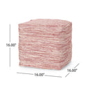 Enigma - Yarn And Cotton Square Pouf Ottoman With Polystyrene Beads - Red / White