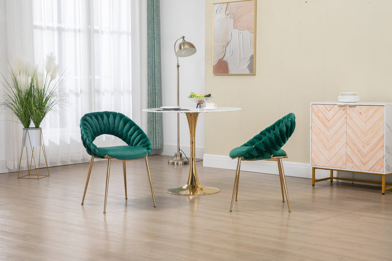 Accent Chairs Set of 2, Velvet Side Chairs with Gold Legs, Mid-Century Upholstered Dining Chairs for Living Room, Kitchen, Bedroom, Beauty Room