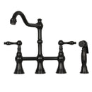 Two-Handles Copper Bridge Kitchen Faucet with Side Sprayer - AK96718C