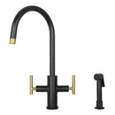Two-Handle Copper Widespread Kitchen Faucet with Side Sprayer-AK96766C