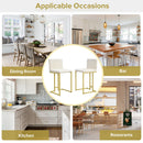 25.8" Counter Height Bar Stools Set of 2, Mid-Century Modern Gold Counter Height Bar Stools with Back