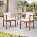 Outdoor Dining Chair Set of 2 with Curved Acacia Wood Arms by HouseOfZazla