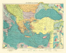 Vintage Map of Eastern Mediterranean Sea, 1922