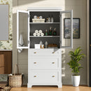 Freestanding Tall Bathroom Cabinet With Adjustable Shelves, Drawers, Soft Close Glass Doors by Unique Piece Furniture
