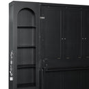 French Style Murphy Platform Bed With Shelf, Side Cabinets, Drawers And LED