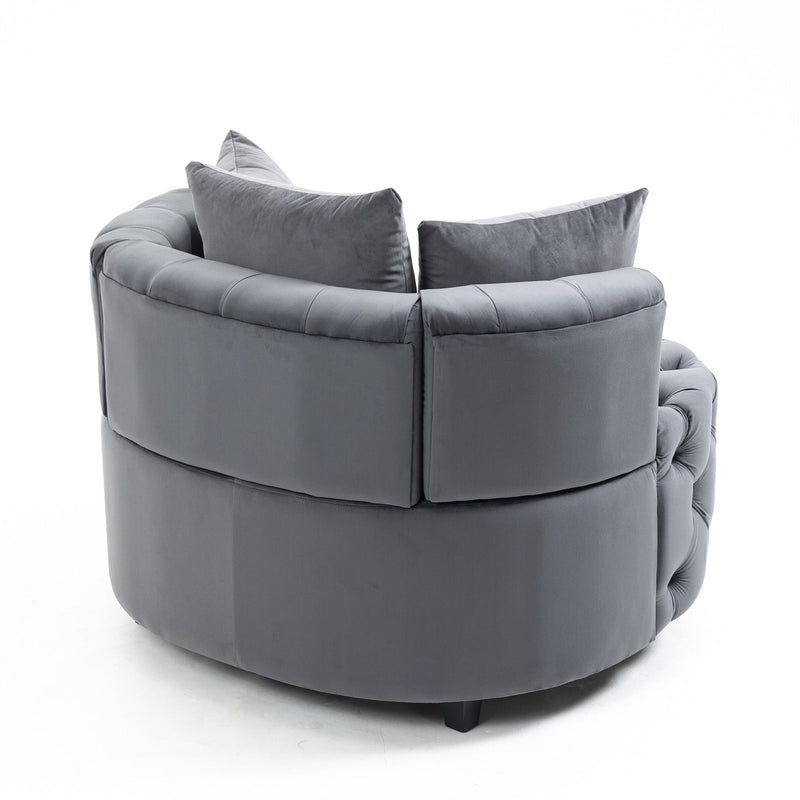 Accent Chair / Classical Barrel Chair for living room / Modern Leisure Chair (Grey)