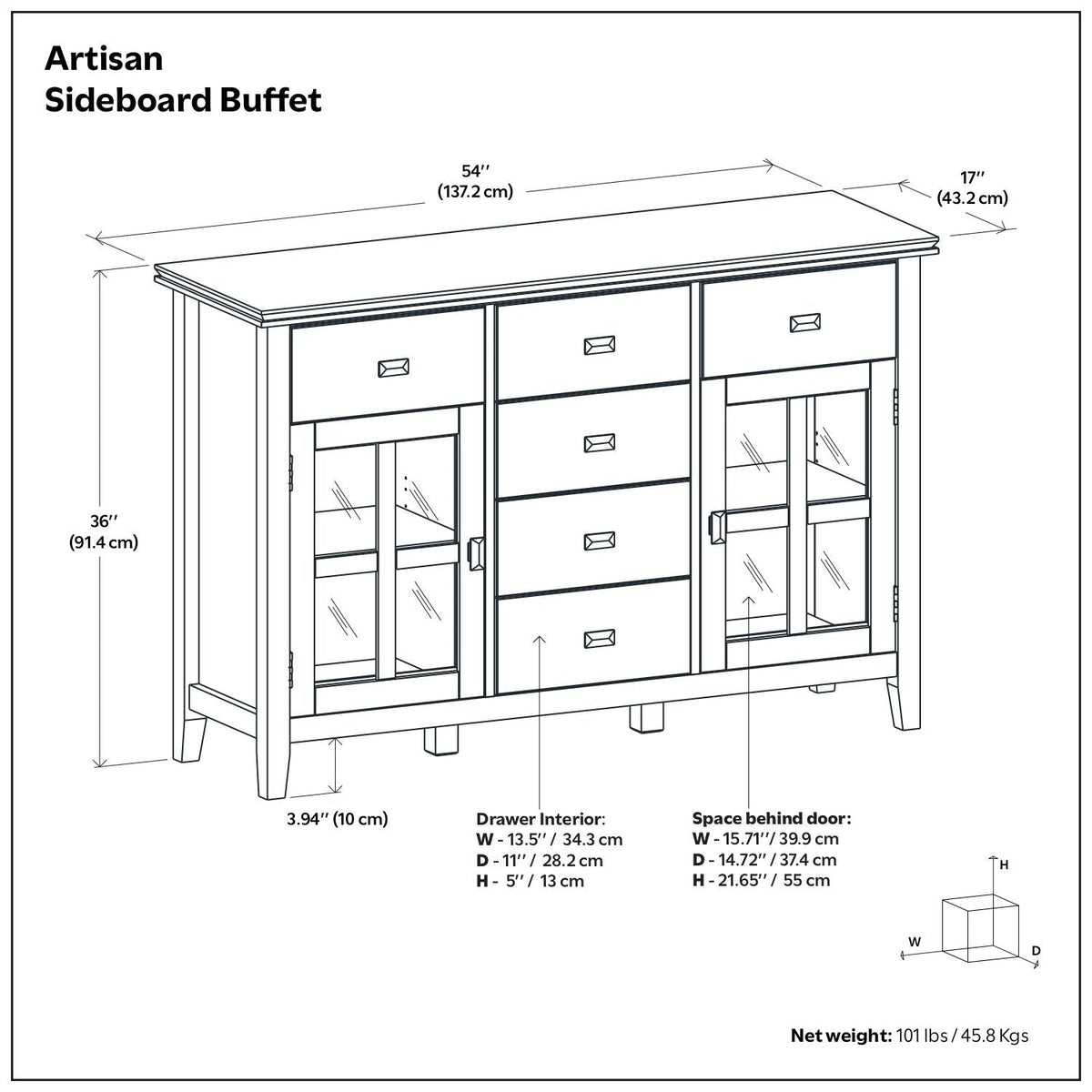 Artisan - Sideboard Buffet - Rustic Brown, photo 7 of 11