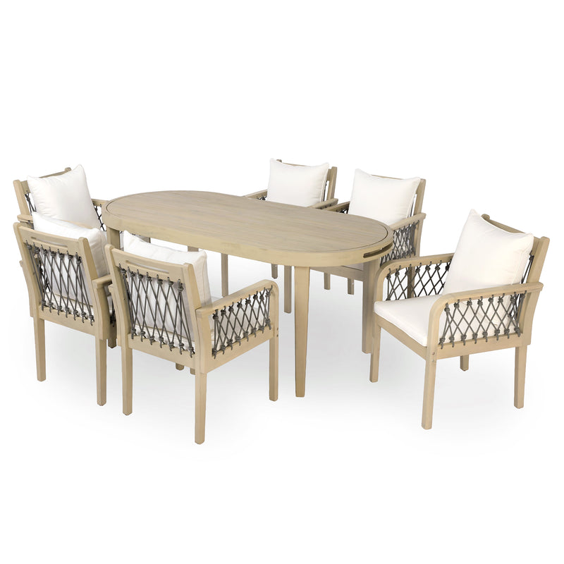 7-Piece Outdoor Acacia Wood Dining Set, photo 4 of 10