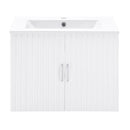 24" Floating Wall Mounted Bathroom Vanity with White Porcelain Sink and Soft Close Doors