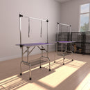 Folding Dog Pet Grooming Table Stainless Steel Frame Rubber Mat On Board With Adjustable Arm And Clamps Pet Dog Cat Grooming Table by HouseOfZazla