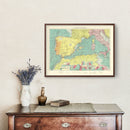 Vintage Map of Western Mediterranean Sea, 1922